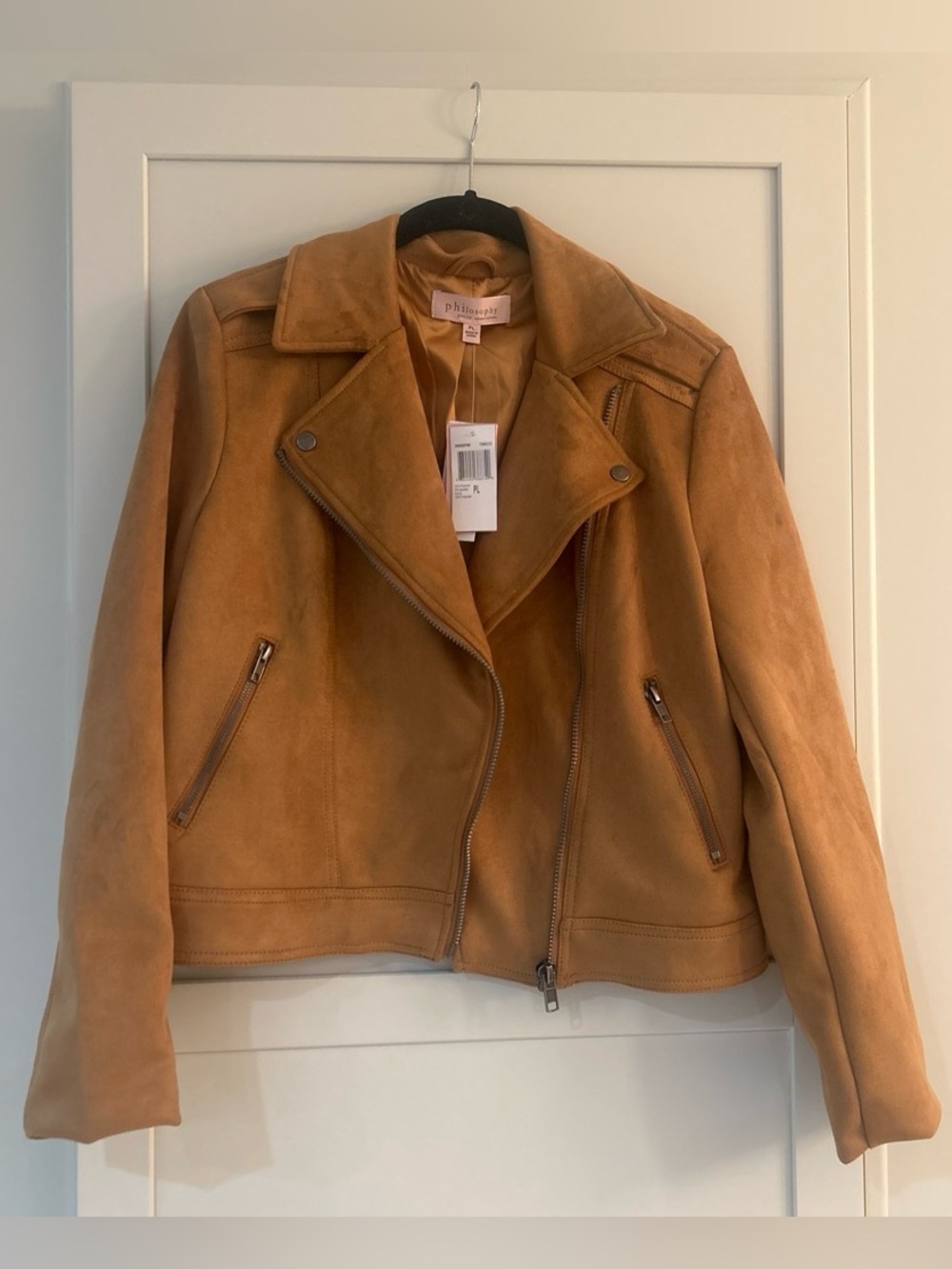 Philosophy Suede Moto Jacket - Tan